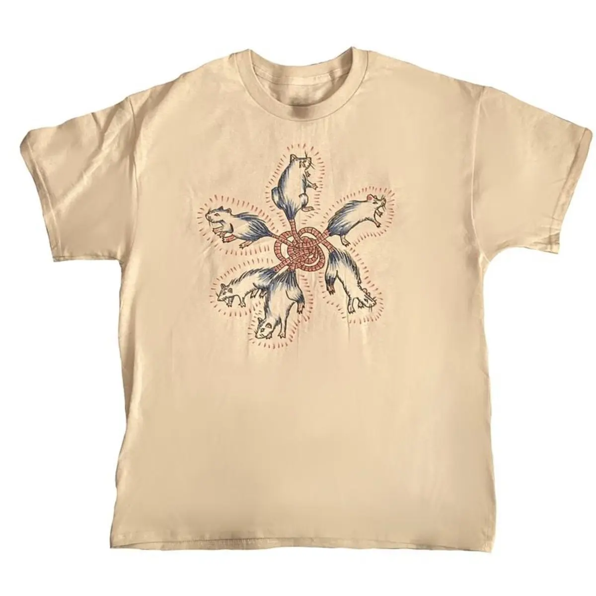 Rat King Beige Crew Neck T-shirt Handmade, Crew Neck Tee, Summer Clothes Women, Fashion Casual Crew Neck Half Sleeve T-Shirt for Daily Outdoor Wear, Ladies Summer Clothes Top Womenswear