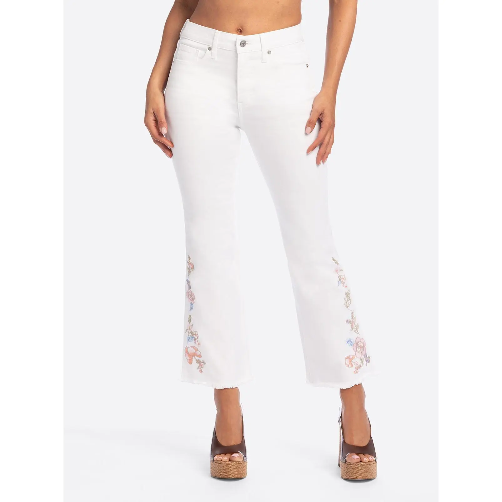 JS Jessica Simpson Plano Ankle Flare Jean in Bright White