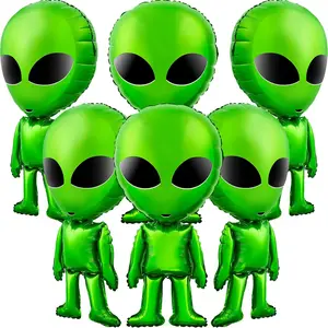 6 Pcs Large Alien Balloons Green Inflatable Alien Prop Space Alien Birthday Party Supplies For Alien Party Baby Shower Home Backdrop Decorations 31.5 Inch