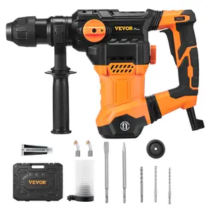 VEVOR 1-1/4 Inch SDS-Plus Rotary Hammer Drill, 13 Amp Corded Drills, Heavy Duty Chipping Hammers with Vibration Control & Safety Clutch, Electric Demolition Hammers Variable Speed, Power Tool For Con