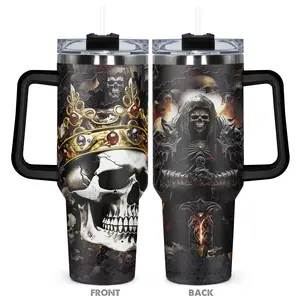 1pc, Gifts for Skull Lover 40oz Tumbler, Skull Funny Print 40oz, Insulated and Durable, Gift for Any Occasion: Birthdays, Holidays, or Special Moments for Family, Friends, or Coworkers, Stainless Steel Tumbler, Flasks Bottled Mug