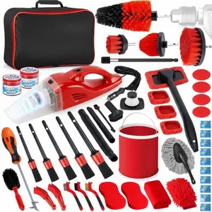 55PCS Car Detailing Kit Interior Cleaner with High Power Handheld Vacuum, Car Detailing Brush Set, Car Cleaning Kit, Drill Brush Set, Car Cleaning Tools Brushes for Interior, Exterior, Wheels
