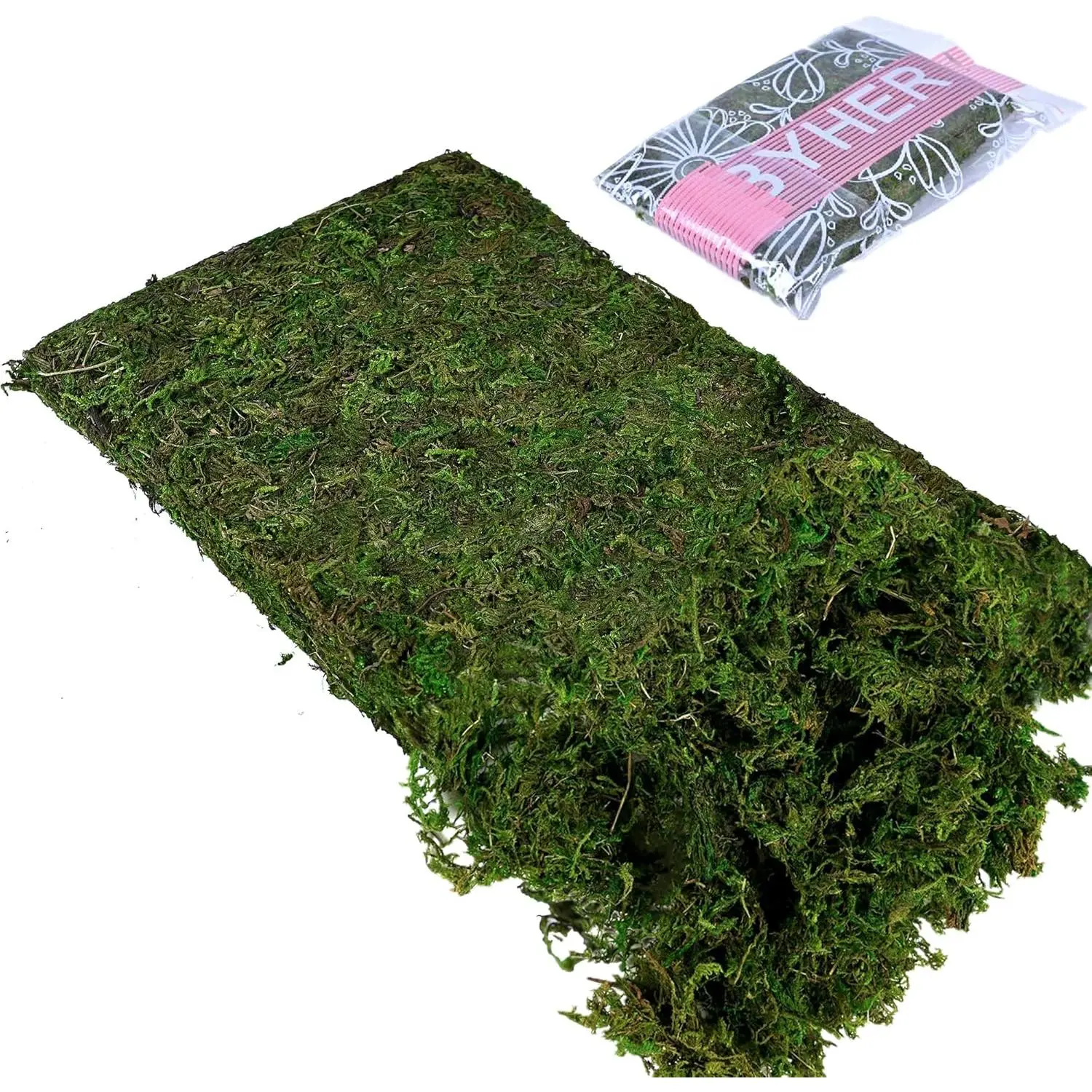 BYHER Artificial Moss Fake Green Grass for Centerpieces Home Kitchen Garden Decor (3.5OZ, Fresh)