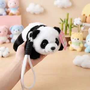 Cute Panda Plush Toy, Cartoon Panda Stuffed Doll, Birthday Gift, Home Decor, Soft and Smooth, Includes Lanyard and Bow Tie