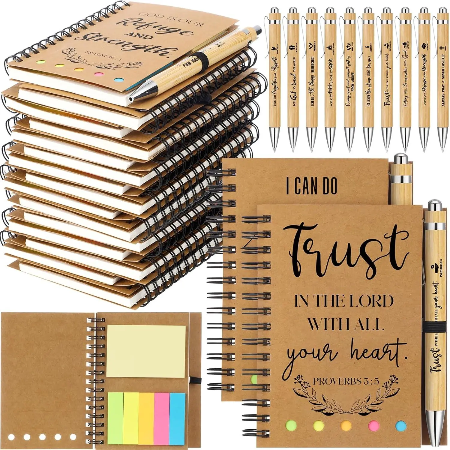 60 count/ 30 Set Christian Gifts 30 count Religious Notebooks with Sticky Notes 30 count  Verse Ballpoint Pens Inspirational Church Party Favors for Women Men Appreciation Gifts