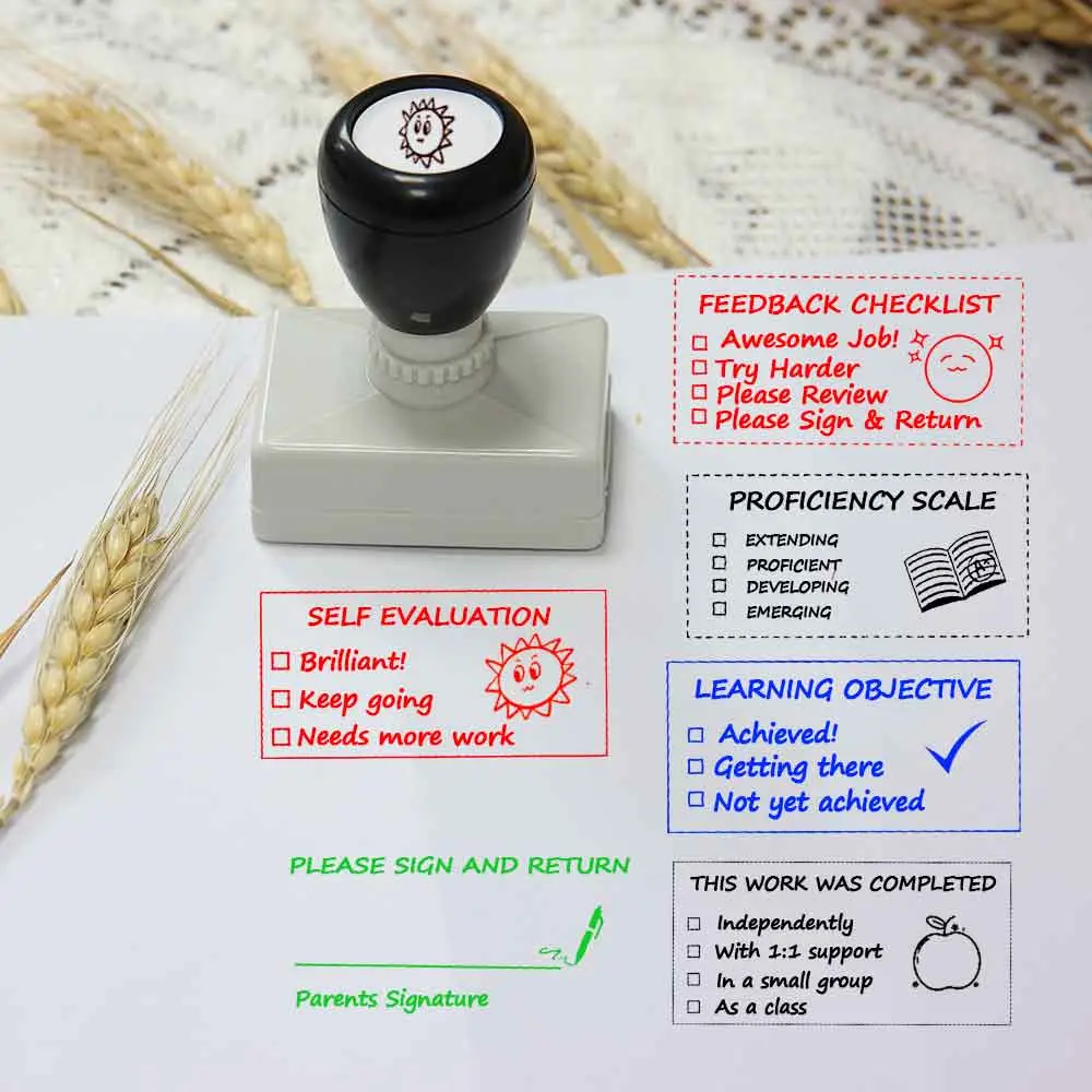 Multifunctional Education Evaluation Self Inking Stamp, Teacher Grading Homework, Stamps For Teachers, Self-Evaluation, Learning Goals, Parent Signature Required, Feedback Tool, Student Assessment