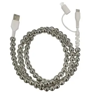 Beaded Charger Cord - Silver