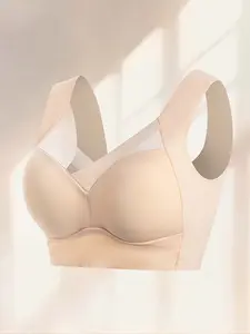 V4PC Wireless Push-Up Bralette Seamless V-Neck Ultra-Soft Breathable Adjustable Straps Wire-Free Comfort for Everyday Wear Home Travel Gym or Sleep all need bra Comfortable Uplift Sculpting Wireless T-Shirt Bra full coverage lingerie seamless sport bra