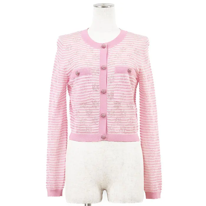 Pre-owned CHANEL Cotton Small Leather Goods Knit Cardigan