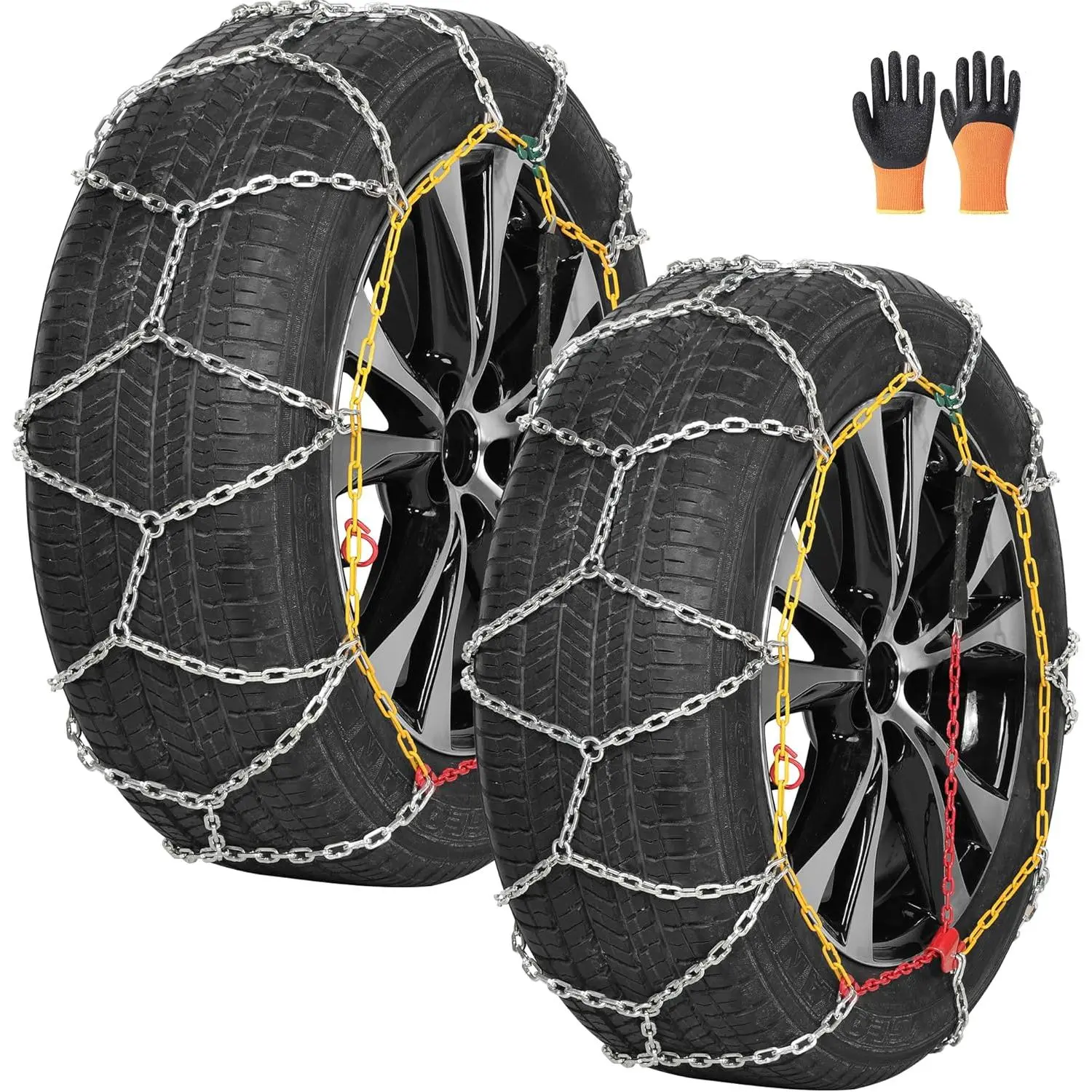 Heavy Duty Snow Chains, Thickened Alloy Manganese Steel  Tire Chains for , Pickups, and SUVs, set of 2(4WD-60)