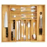 Expandable Bamboo Drawer Organizer With Dividers, Adjustable Storage Box For Kitchen Utensils, Cutlery, Knives, And Stationery, 17.5" x 13" x 2"