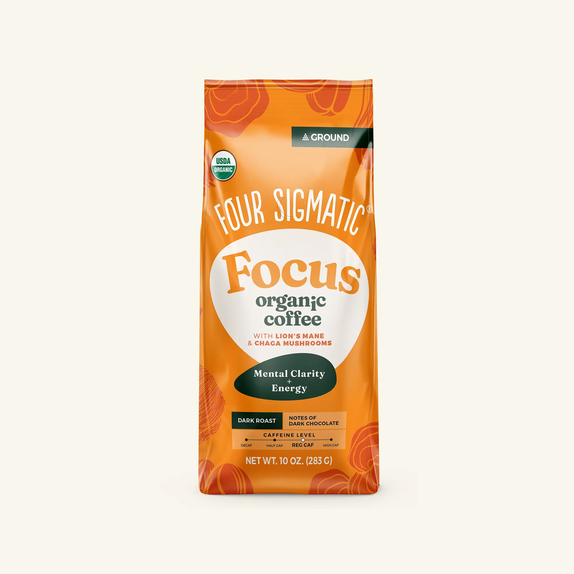Four Sigmatic - Focus Mushroom Coffee, Organic Ground Coffee with Lion's Mane and Chaga Mushroom, 10oz Bag Four Sigmatic - Focus Mushroom Coffee, Organic Ground Coffee with Lion's Mane and Chaga Mushroom, 10oz Bag