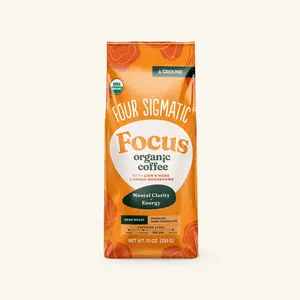 Four Sigmatic - Focus Mushroom Coffee, Organic Ground Coffee with Lion's Mane and Chaga Mushroom, 10oz Bag Four Sigmatic - Focus Mushroom Coffee, Organic Ground Coffee with Lion's Mane and Chaga Mushroom, 10oz Bag