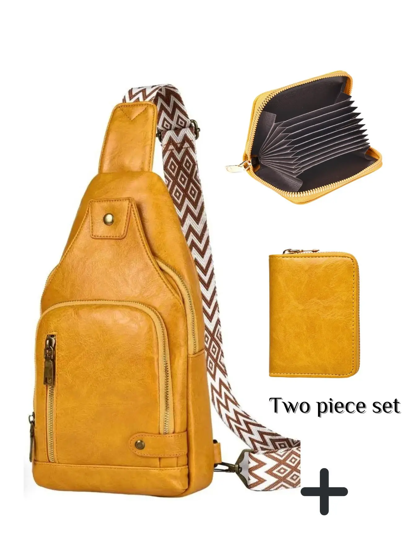 Women's Solid Color Fanny Pack with Small Wallet, Fashionable Pu Leather Zipper Chest Bag, Square Card Holder Bag for Daily Use, Girl Fashionable Shop