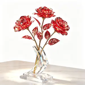 Clear Acrylic Display  Suitable For Crystal Rose Tabletop Decoration Keepsake Gift glass bouquet Eternity with Transparent Stand