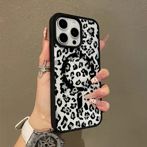 MagSafe Compatible Leopard Print Magnetic Phone Case for iPhone 17/16/15/14/13/12/11 Pro Max Plus& Samsung S22 S23 S24 S25 Ultra/Plus, Shockproof Aesthetic Protective Cover