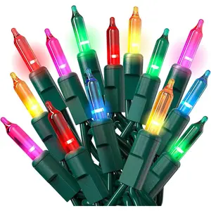 Multicolored Christmas Lights with Green Wire, 60 , 300 Lights, Colorful String Lights Indoor or Outdoor - Incandescent String Lighting for Christmas Tree Decorations for Fences and Patios
