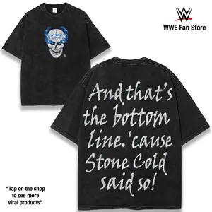 Men’s Ripple Junction Black “Stone Cold” Steve Austin Quote Vintage Muscle WWE Graphic Tee 230gsm Premium Cotton Shirt Wash Attitude Era Wrestling Design Featuring Austin 3:16 Legacy Texas Rattlesnake Dominance Legendary Championship Career WrestleMania