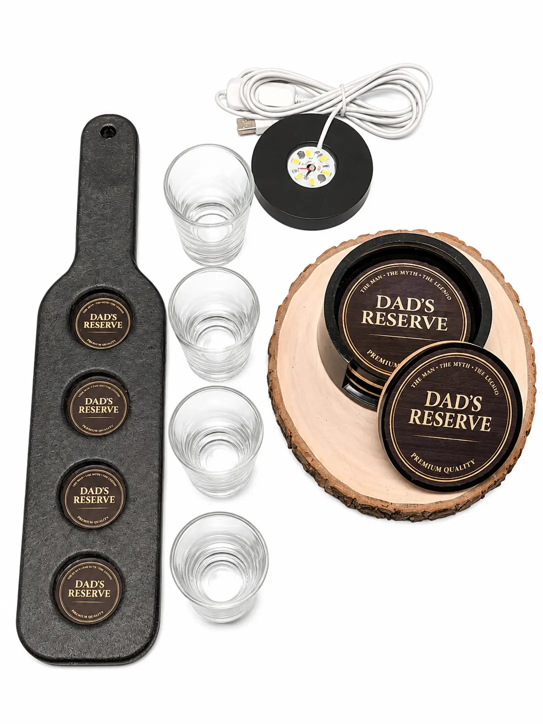 Dad's Reserve Whiskey Flight Tray Set