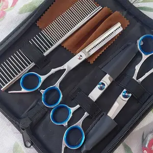 5 in 1 Professional Dog Grooming Scissors Set | Safety Round Tip Pet Shears | Sharp Heavy Duty Cat Grooming Scissors | Dog Hair Cutting Kit | Pet Grooming Tools for Dogs & Cats