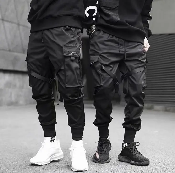 Ribbons Harem Joggers Men Cargo Pants Streetwear