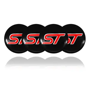 4pcs 56mm Car Wheel HUB Center Cap Emblem Sticker, St Logo Wheel Decal, Fits Ford St Fusion Everest Escape Explorer Edge Mondeo Focus Ecosport, Vehicle Exterior Decoration