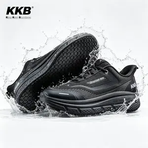 KKB 2026 New Men's Safety Work Shoes - Oil-Safe Grip, Non-Slip, Waterproof Slip-On Footwear with Arch Support, Lightweight Black All-Season Standing Workers' Walking Shoes