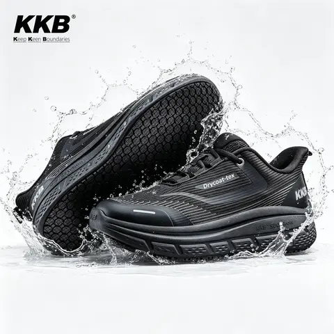 New Men's Safety Work Shoes - Oil-Safe Grip, Anti-Skid Casual Trainers, Water Resistant Slip-On Footwear, Arch Support, Lightweight Black All-Season for Standing Workers