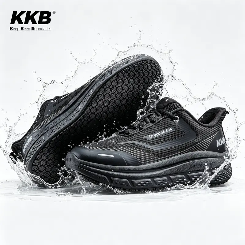 New Men's Safety Work Shoes - Oil-Safe Grip, Anti-Skid Casual Trainers, Water Resistant Slip-On Footwear, Arch Support, Lightweight Black All-Season for Standing Workers