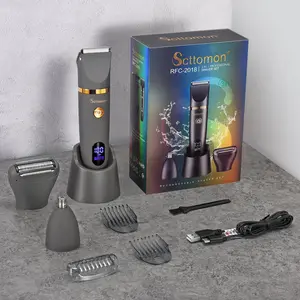 3 in 1 Electric Hair Trimmer Kit, Waterproof LCD Display Cordless Hair Clipper with Limited Combs & Cleaning Brush & Charging Cable & Hairdressing Tools, Comfort