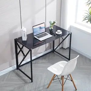 Tempered Black Glass Computer Desk, Laptop Desk, PC Laptop Table with Metal Frame, Writting Desk Computer Desk Modern Student Writing Study Desk,Small Computer Desk,Home Office Desk