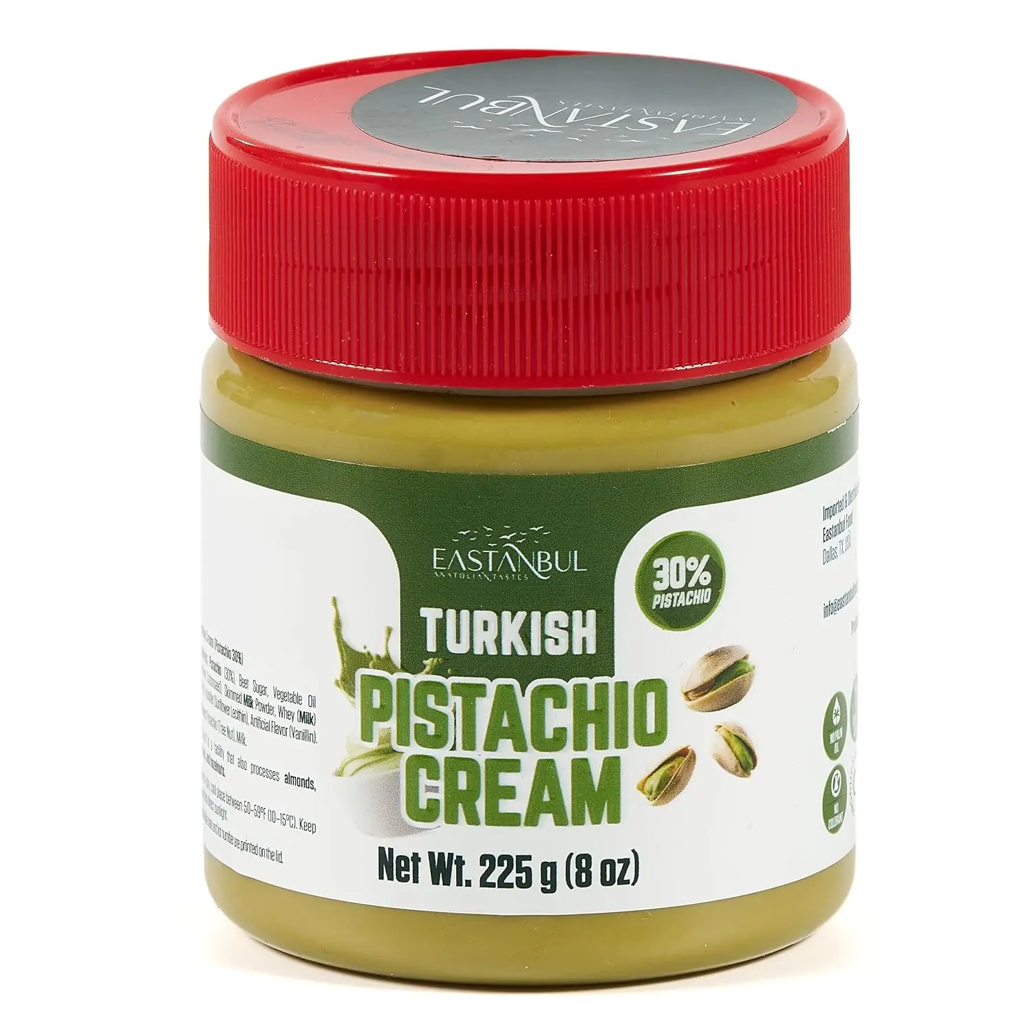 Eastanbul Turkish Pistachio Cream 8 oz - Pistachio Butter & Pistachio Spread, Pistachio Paste for Dubai Chocolate Bar Kit, Breakfast Spread, No Palm Oil