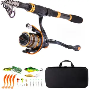 Fishing Rod Reel Combos Carbon Fiber Telescopic Fishing pole with Spinning Reel for Travel Saltwater Freshwater Fishing