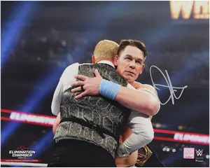 John Cena WWE Autographed 16" x 20" Elimination Chamber Hugging Cody Rhodes Photograph - Fanatics Authentic Certified