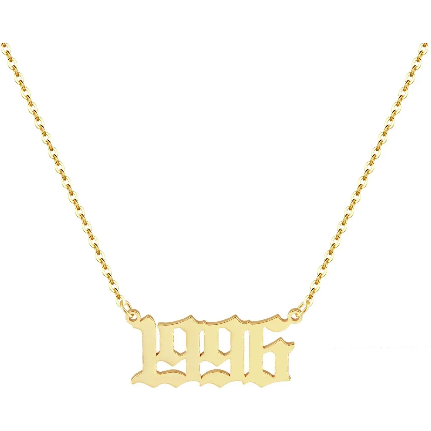 Birth Year Necklace 18K Gold Plated Birth Year Number Pendant Necklace Stainless Steel Birthday Year Necklace for Women,1970-2024