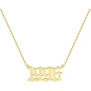 Birth Year Necklace 18K Gold Plated Birth Year Number Pendant Necklace Stainless Steel Birthday Year Necklace for Women,1970-2024