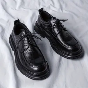 Brand Bdhjydb Men'S Glossy Black Faux Loafers - Stylish Slip-On Dress Shoes with Thick Rubber Sole, Perfect for Business Casual or Formal Occasions, Formal Footwear |   Sleek Shoe Design |   Durable Footwear