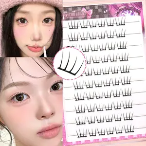 5–12 mm, 10 rows, no glue needed; natural girl set, idol fox eye cat-eye false eyelashes; Korean idol no-glue false lashes, easy to reuse. Eyelashes suitable for beginner fairy makeup role-playing