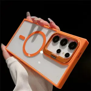 Wireless Charging Lens Stand Case for Samsung Galaxy S22 / S23 / S24 / S25 Ultra / Plus / FE – Slim Shockproof Phone Case, MagSafe Compatible, Full Body Camera Protection mobile soft female protective dustproof anti-fall aesthetic fully fashionable