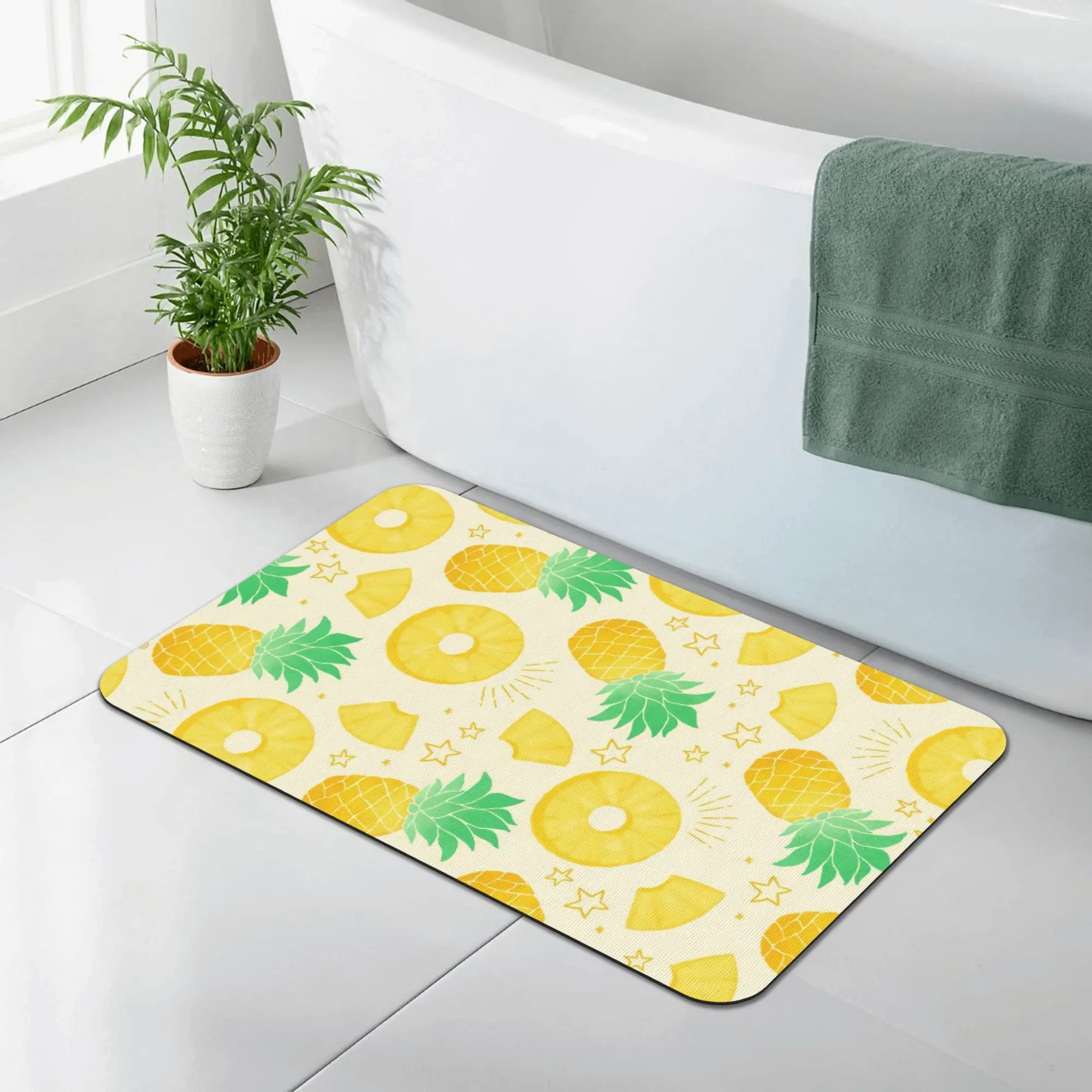Sweet Pineapple Diatomaceous Earth Doormat   Absorbent, Quick Dry, Non Slip Mat for Kitchen, Bathroom & Entryway – Stain Resistant, 16x24