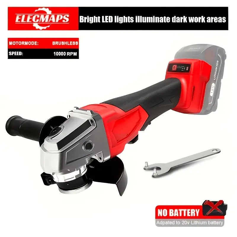 For Lithium Batteries, Brushless 4-1/2"/5" Cordless Mini Grinder With Unlocked Toggle Switch, Heavy-duty Alloy Steel Compact Grinder, Suitable For Polishing/buffing Tile, Stone, And Steel. A Perfect Gift For Men.
