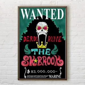 "Soul King" Brook Wanted Poster Unframed - One Piece Japanese Anime Bounty Wall Art Print - Straw Hat Crew Musical Skeleton Illustration - Otaku Room Collectible Art