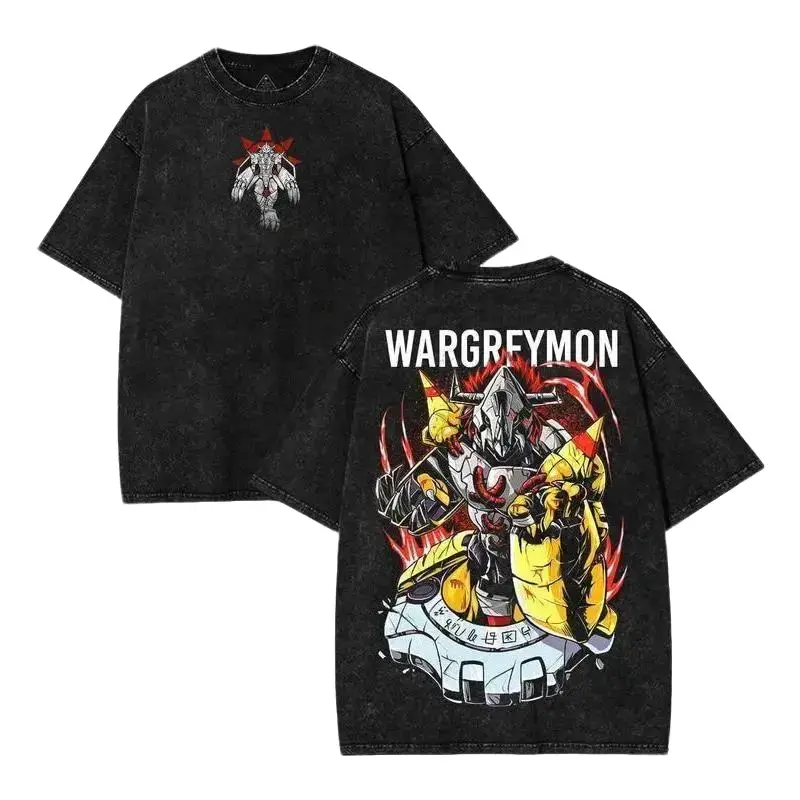 DIGIMON Wargreymon's Warzone Shirt Rise Above Fear - Digimon adventure Anime Acid Washed Lightweight Cotton TShirt, Perfect Gift for Anime Lovers Menswear Top anime fan clothes.Streetwear Outfits Men Vacation Outfits