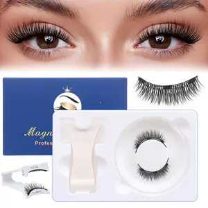 Magnetic False Eyelashes with Tweezers, Fluffy False Eyelashes, 1 Set Reusable Natural Look Eyelash Extensions, Self Grafting Curling Fake Eyelashes, Eye Makeup Product, Cosmetic, Eyelash Falsies, Soft Magnetic Eyelashes