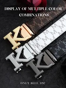 Men's Fashion Letter Pattern Adjustable Belt, Casual Waistband for Jeans Trousers, Business Casual Versatile Belt for Daily Wear, Trendy All-match & Exquisite Belt for Gift, Statement Belts, Stylish Belts