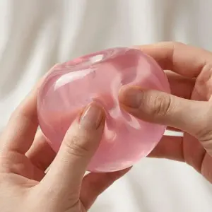Clear Pink Apple Squishy Stress Ball, Super Soft Slow Rising Transparent Squeeze Toy, ASMR Fidget Toy for Anxiety & Stress Relief, Viral Trend, Aesthetic Desk Decor, Cute Gift for Teens, Kids & Adults
