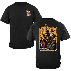 Firefighter Hookin & Lookin Ragtop 2 Sides Grim Reaper Graphic T-Shirt, For Men and Women, All Color, All Size