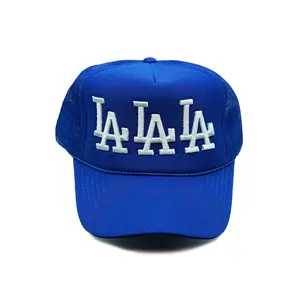 LA LA LA Trucker Hat - Dodger Blue Embroidered Design with Stickers + Receipt