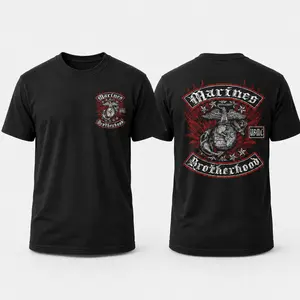 Marines Brotherhood Shirt, USMC Brotherhood T-Shirt, United States Marines Graphic Tee, Military Veteran Shirt, Marine Corps Back Print Patriotic Apparel