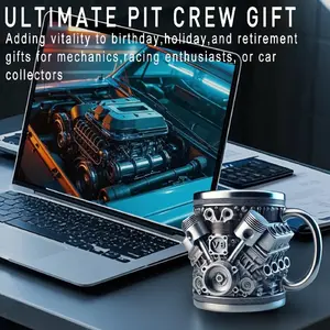V8 Engine Design Coffee Mug, Handmade Durable Car Enthusiast Gift, Mechanic Present, Vintage Motorcycle Art Drinkware